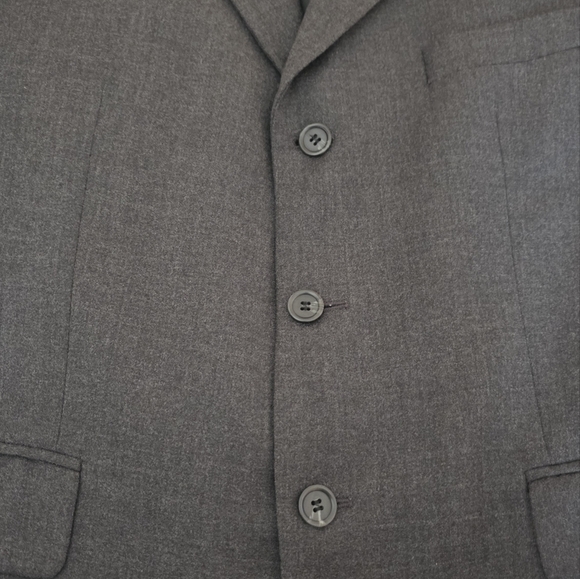 Joseph Feiss International Grey Pure Wool 3 Button Blazer Jacket 44R Preppy Y2K - Picture 4 of 12